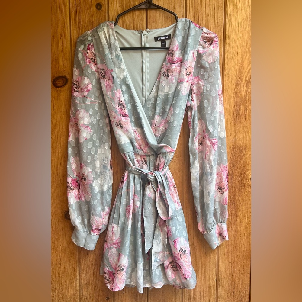 Express Green and Pink Floral Long Sleeve Romper